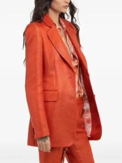 Philippine Leroy-Beaulieu Emily in Paris S05 Orange Textured Blazer