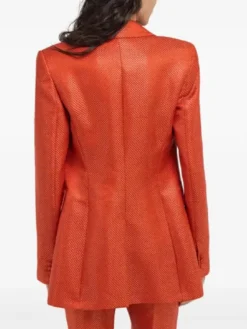 Philippine Leroy-Beaulieu Emily in Paris S05 Orange Textured Blazer