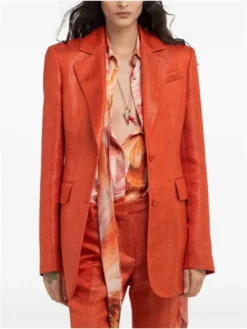 Philippine Leroy-Beaulieu Emily in Paris S05 Sylvie Grateau Orange Textured Blazer