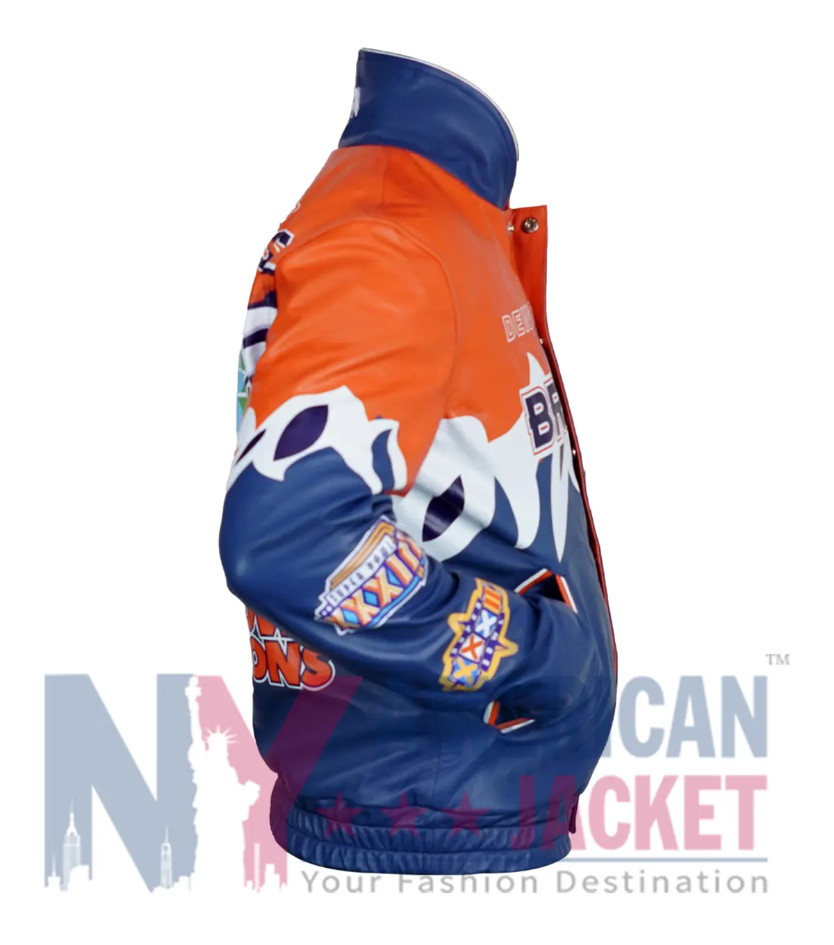 Shannon Sharpe Multicolor Leather Jacket with full-length sleeves and two outside pockets