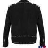 Shop Men And Women Stegaro Studded Black Suede Leather Biker Jacket back view