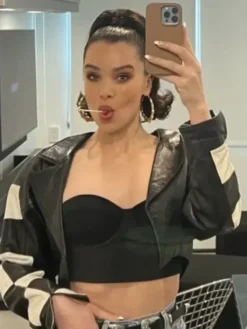 Sinners Hailee Steinfeld Black and White Checkered Biker Jacket
