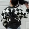 Sinners Hailee Steinfeld Black and White Checkered Moto Jacket
