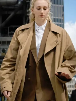 Sophie Turner TV Series Steal 2026 brown trench coat