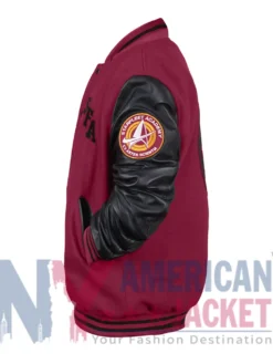 Starfleet Academy 2026 Red And Black Varsity Jacket with Rib-Knitted Cuffs and Wool Construction