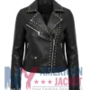Stegaro Black Studded Leather Moto Jacket