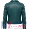 Stegaro Sofia Studded Shoulder Green Leather Jacket