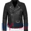 Stegaro Studded Black Leather Biker Jacket