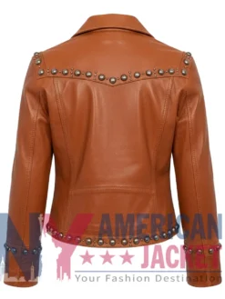 Stegaro Studded Dark Brown Leather Jacket