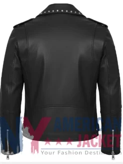 Stegaro Studded Leather Black Biker Jacket