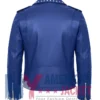 Stegaro Studded Leather Blue Biker Jacket
