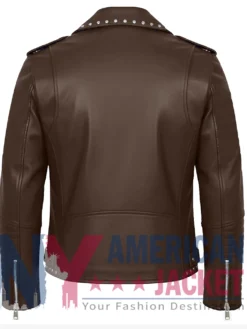 Stegaro Studded Leather Brown Biker Jacket