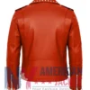 Stegaro Studded Red Leather Biker Jacket