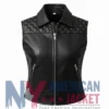 Studded Women’s Shoulder Quilted Leather Vest