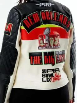 NFL New Orleans Super Bowl LIX Motorcycle Leather Jacket For Men & Women