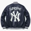 Supreme NY Yankees Varsity Leather Navy Blue Jacket