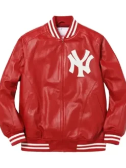 Supreme NY Yankees Varsity Leather Red Jacket