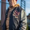 TRUE x Nike x San Francisco 49ers Destroyer varsity jacket black