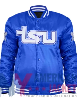 TSU Blue Cropped Varsity Jacket