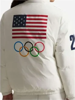 Team USA Olympic 2026 White Puffer Jacket