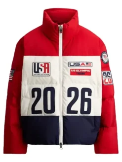 Team USA Olympics 2026 Opening Ceremony Red Puffer Jacket