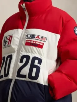 Team USA Olympics 2026 Red Puffer Jacket