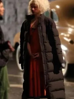 The Bride 2026 Jessie Buckley Black Puffer Coat