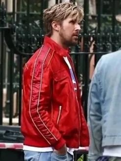 Alternative view of The Fall Guy Ryan Gosling Red Bomber Jacket