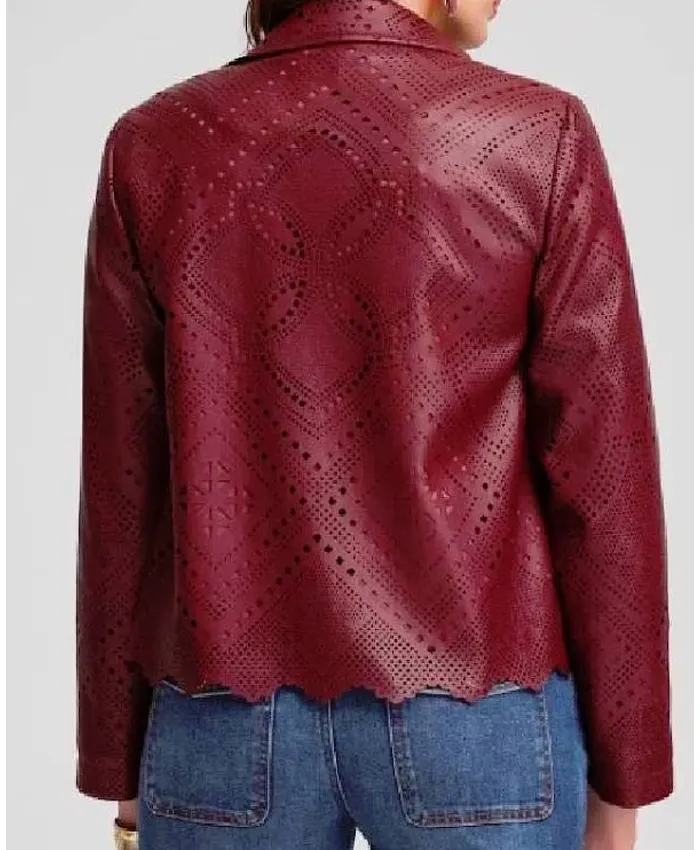 The Traitors US S4 Donna Kelce Burgundy Leather Jacket