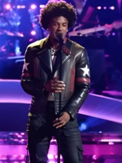 The Voice S28 Kenny Iko Star Patch Leather Jacket