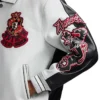 Avirex Vintage 90s York Dragons Varsity White Leather Jacket