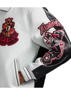 Avirex Vintage 90s York Dragons Varsity White Leather Jacket