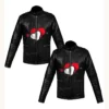 Valentines Couple Black Leather Jacket