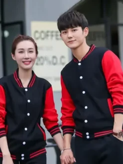 Valentines Day Couples Red and Black Varsity Jacket