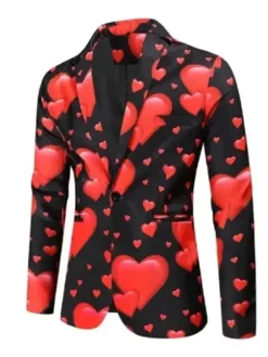 Valentines Day Hearts Print Blazer