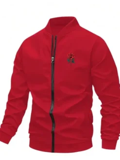 Valentine’s Day Men Romantic Rose and Slogan Print Jacket