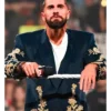 WWE RAW Seth Rollins Golden Peacock Navy Blue Long Coat