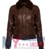 Women's Aviator Brown Cropped Bomber Jacket