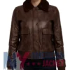 Women's Aviator Cropped Brown Bomber Jacket