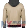 Women’s Beige with Removable Leather Hood Jacket