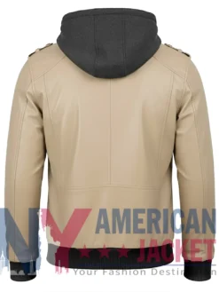 Women’s Beige with Removable Leather Hood Jacket