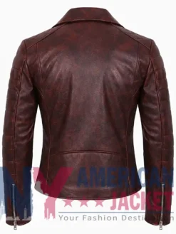 Women's Biker Distressed Bomber Leather Jacket