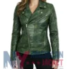 Women's Biker Distressed Leather Bomber Jacket
