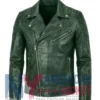 Women's Biker Leather Distressed Bomber Jacket