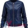 Women's Blue Bomber Leather Jacket