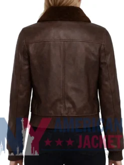 Women's Brown Aviator Cropped Bomber Jacket
