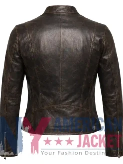 Women's Brown Distressed Leather Motorcycle Jacket