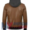 Women’s Brown with Removable Hood Leather Jacket