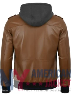 Women’s Brown with Removable Hood Leather Jacket
