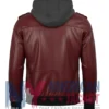 Women’s Burgandy with Removable Leather Hood Jacket